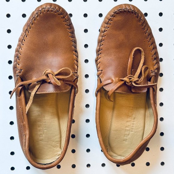 Adelante Made to Order Leather Moccasin Tan Caramel Size 8.5 Very Wide - Picture 1 of 8